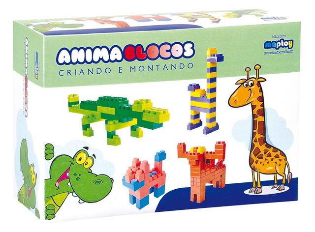 Kit Blocos Infantil Bolsa Com 180 Peças Grandes - Maptoy