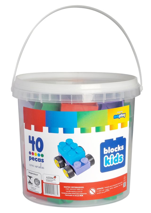 Kit Blocos Infantil Bolsa Com 180 Peças Grandes - Maptoy