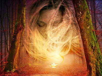 Magie, Wunderlampe, Wald, Zauber