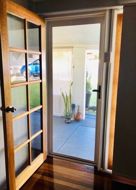 SecureView stainless steel security door from the inside