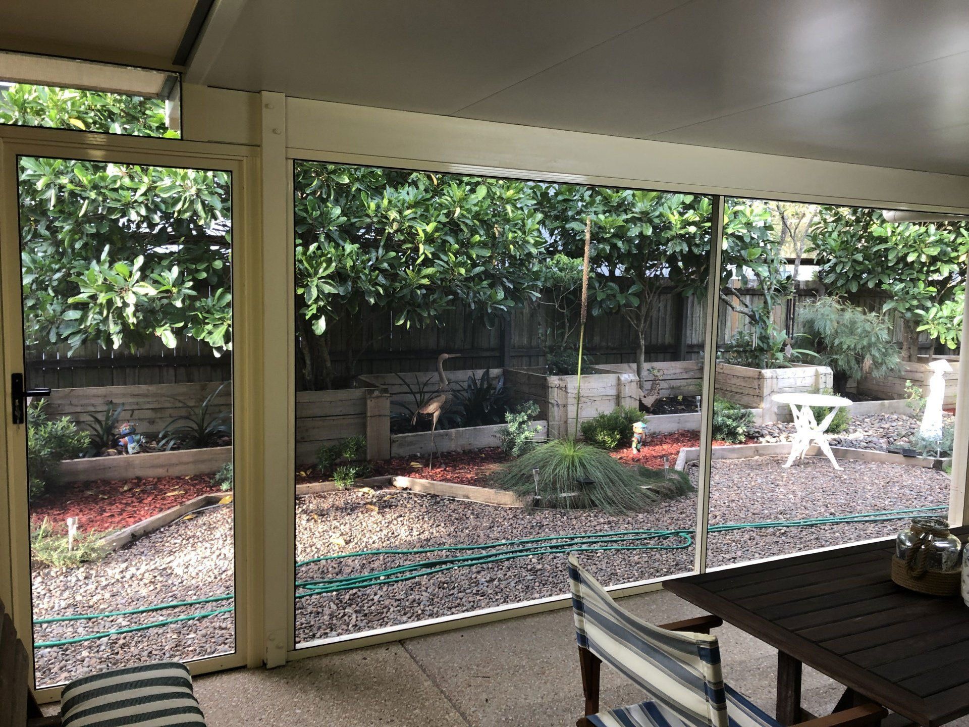 Image of patio enclosure with insect screen inside view