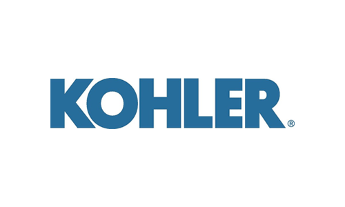 The kohler logo is blue and white on a white background.