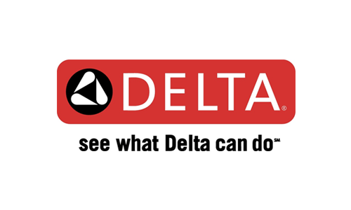 The delta logo is red and black and says `` see what delta can do ''.