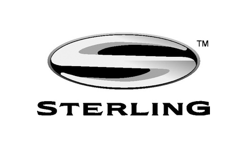 The sterling logo is black and white and has a s on it.