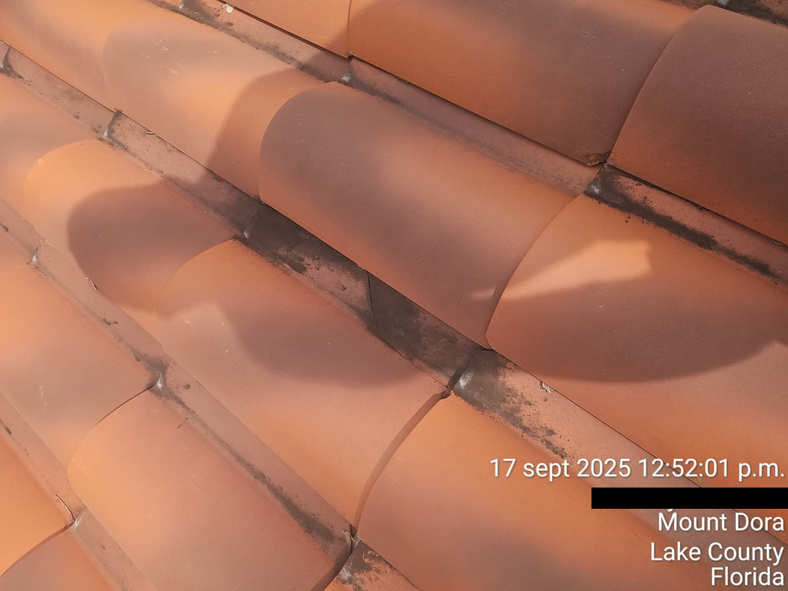 Aged terracotta tile roof in Orlando, Florida, showing wear and damage prior to professional tile roof replacement and waterproofing service.