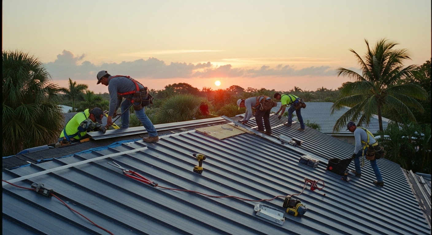 Professional roof inspection in Florida to identify leaks, membrane damage, and storm-related roof issues
