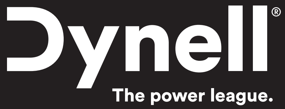 Ein schwarz-weißes Logo für Dynell, die Power League