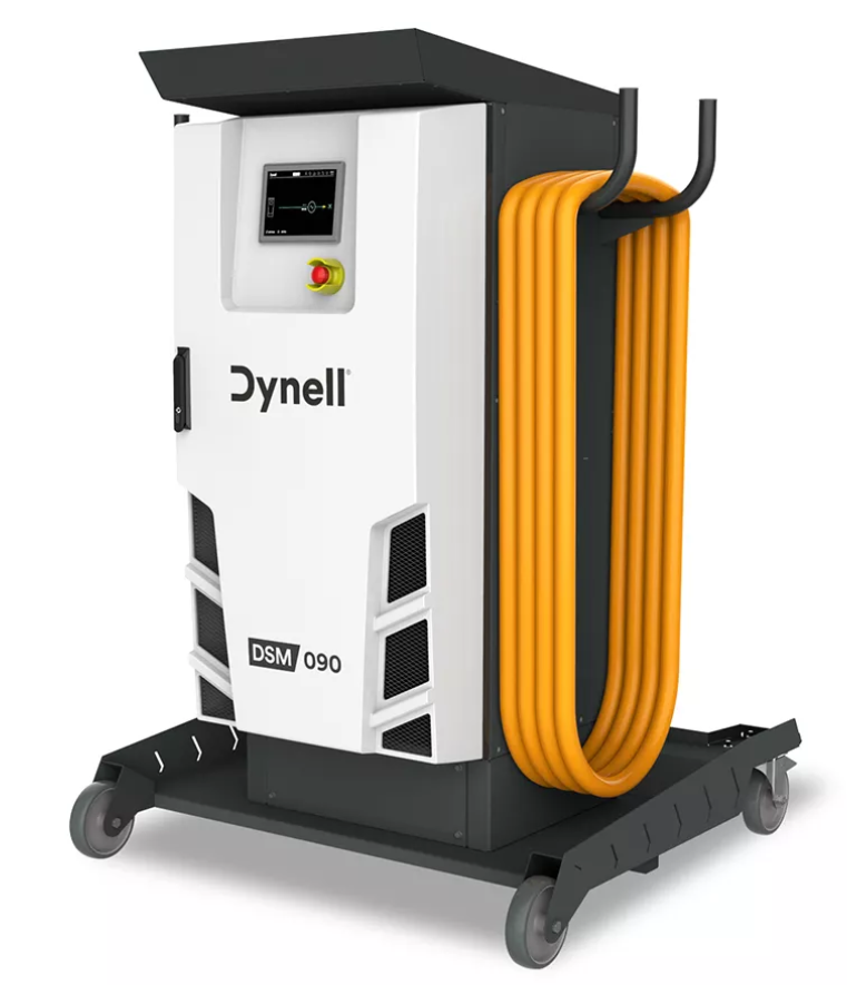 Eine Dynell-Maschine mit einem daran befestigten gelben Schlauch