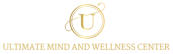 Gold logo for Ultimate Mind and Wellness Center: 