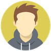 An icon of a man without a face wearing a hoodie