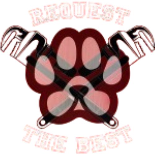 Paw print emblem with crossed wrenches; text reads "REQUEST THE BEST".