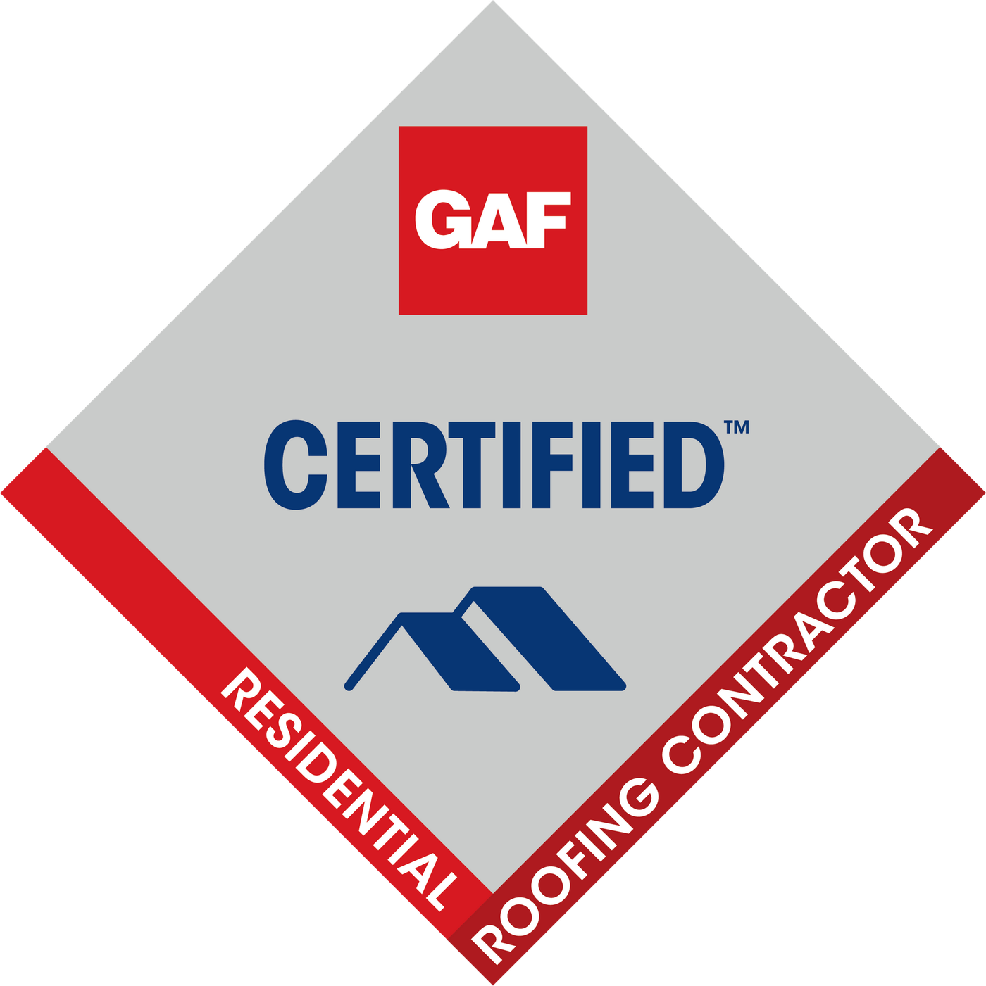 a logo for a certified residential roofing contractor