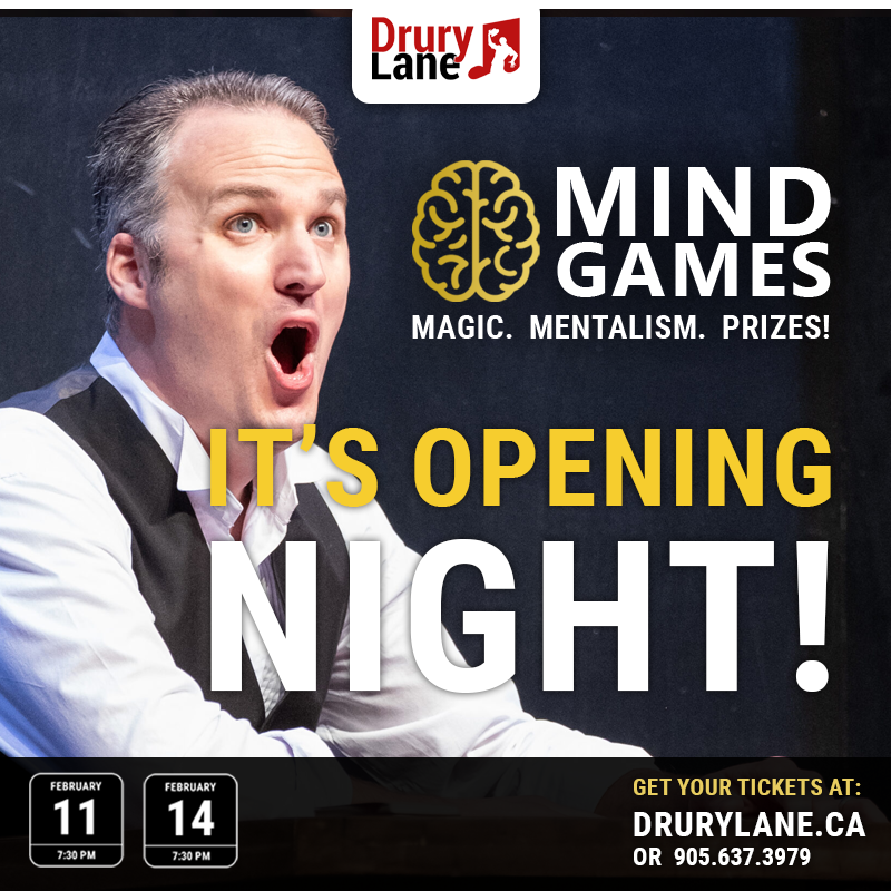 An advertisement for mind games shows a man with his mouth open
