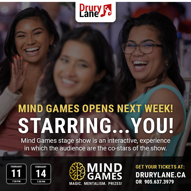 An advertisement for a show called mind games