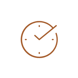 Eine Strichzeichnung einer Uhr mit einem Häkchen darauf.