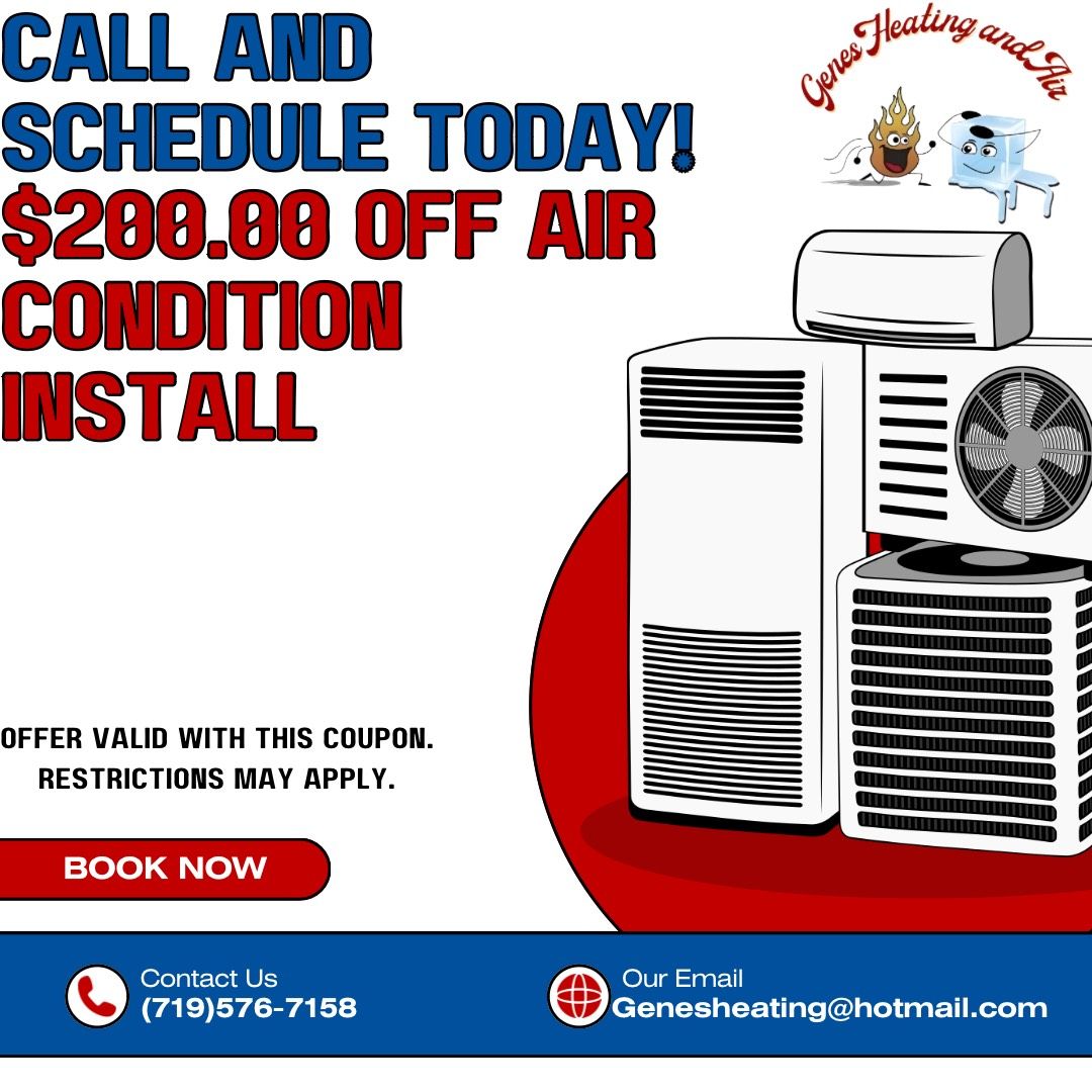 Condition Install Coupons - Colorado Springs, CO - Gene’s Heating And Air