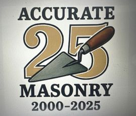 Accurate Masonry logo with a trowel over a gold 