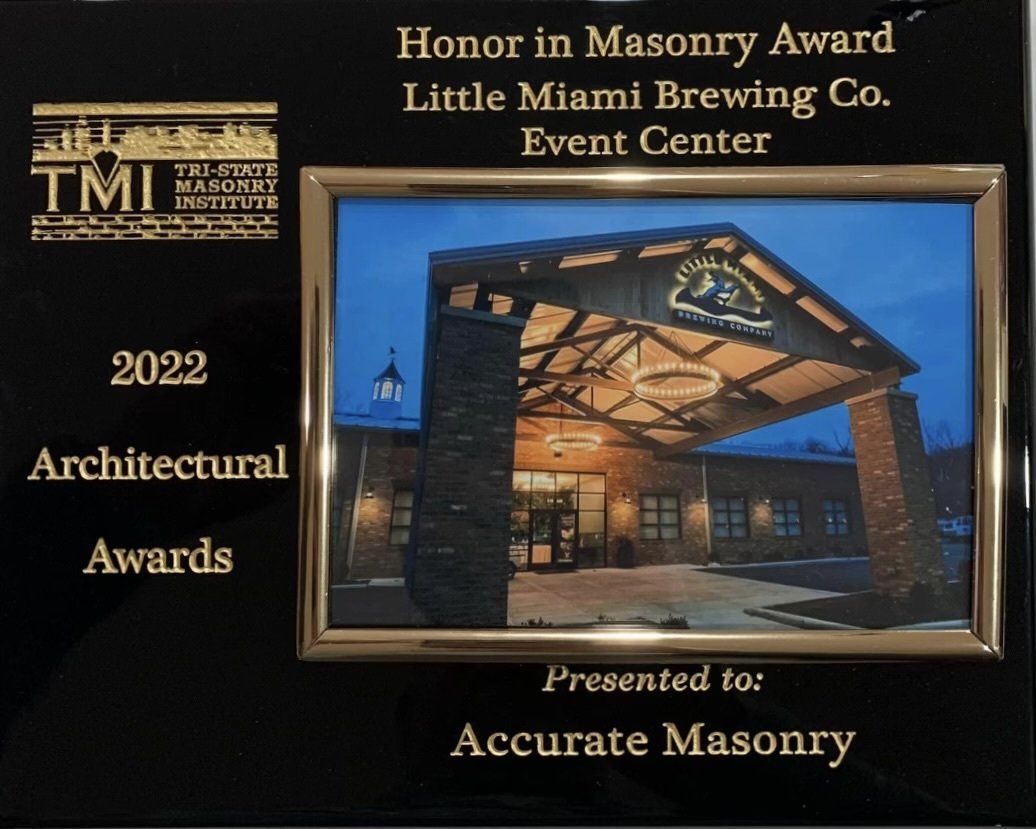 Masonry Award at Little Miami Brewing Co. Event Center- Cincinnati, OH - Accurate Masonry LLC