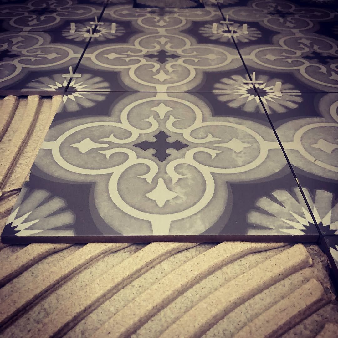 Patterned Tile Installation With Light Gray and Dark Gray Details — Seeto Tiling in Raymond Terrace, NSW