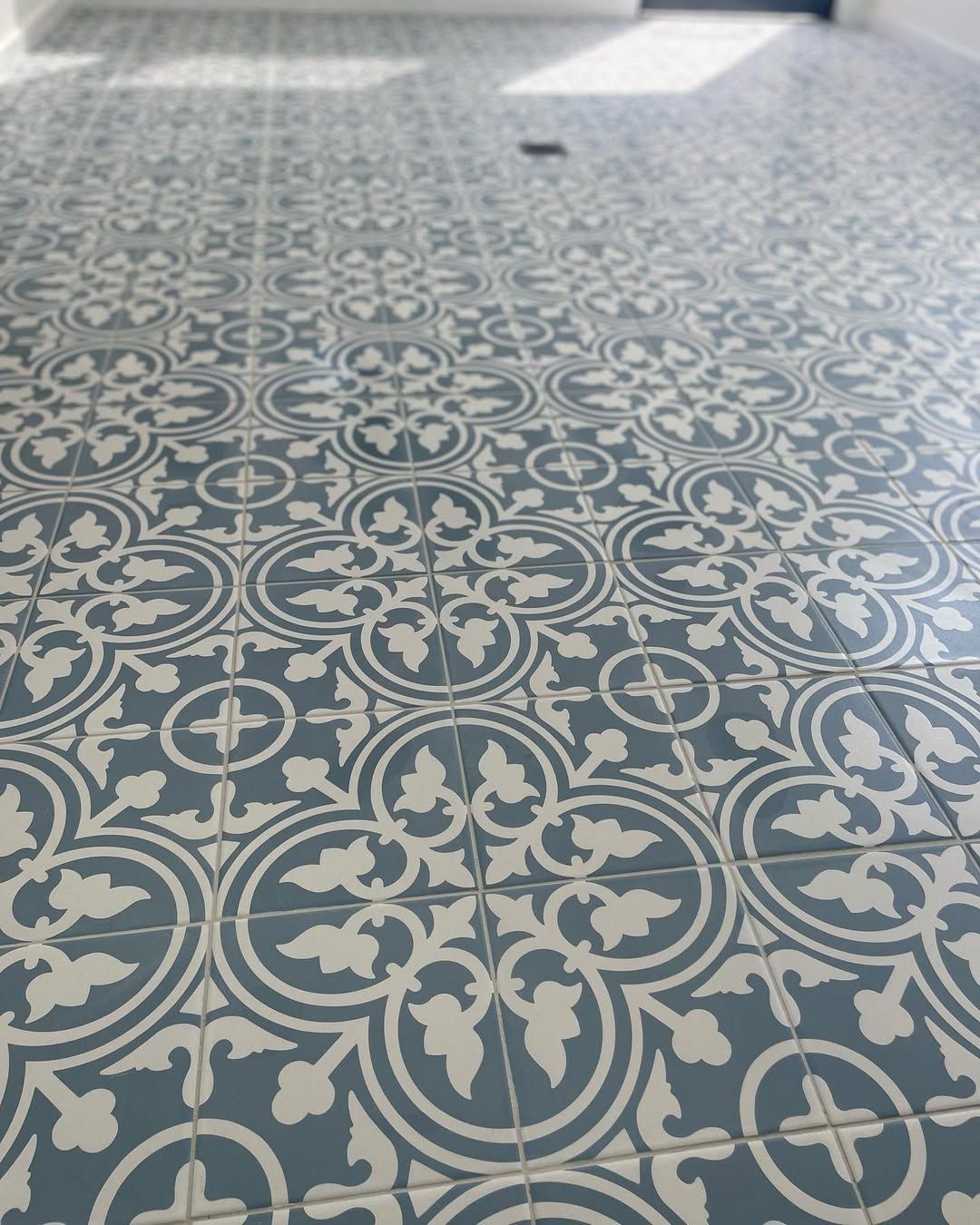 Blue and White Patterned Tile Floor — Seeto Tiling in Fingal Bay, NSW