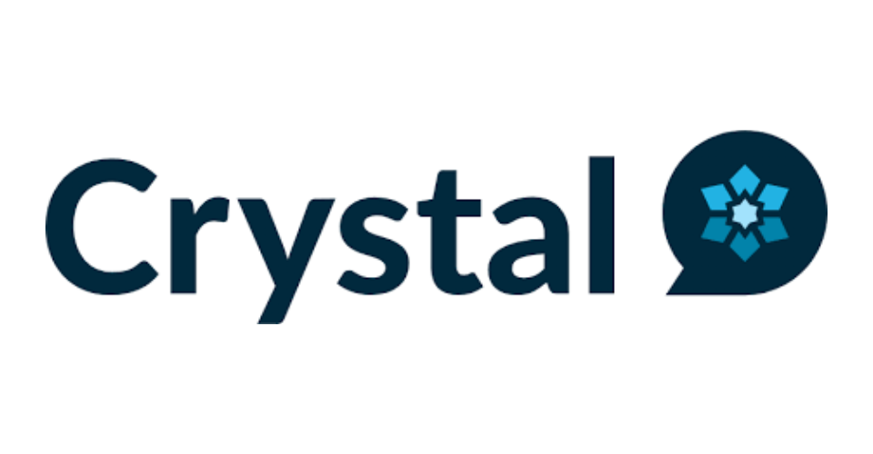 Logotipo da ferramenta Crystal Knows em um fundo colorido.