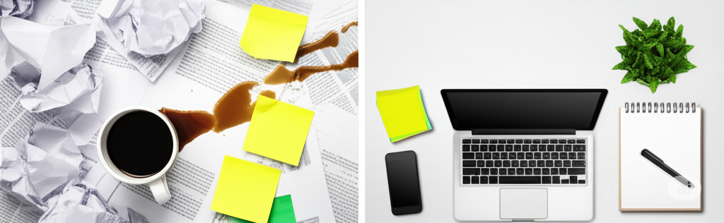 IA Motion transformando um calendário caótico em uma agenda digital limpa e organizada para produtividade