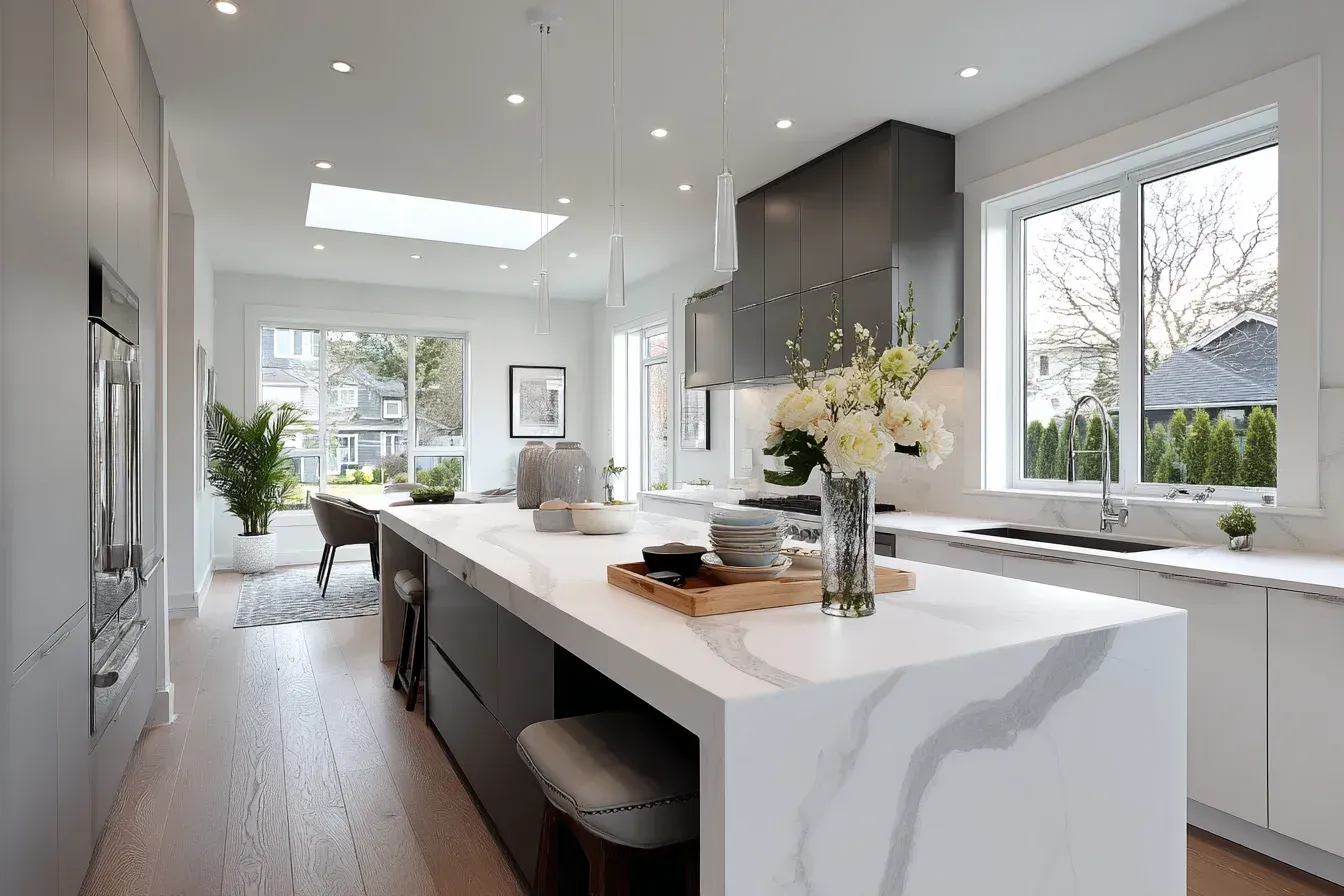 Luxury kitchen remodel Surrey BC | Modern kitchen renovation British Columbia | Kitchen contractors Surrey Canada — high-end kitchen designs featuring quartz islands, built-in appliances, and hardwood flooring. Surrey renovation company delivers world-class kitchen transformations with designer finishes. Each remodel emphasizes modern living and seamless functionality.