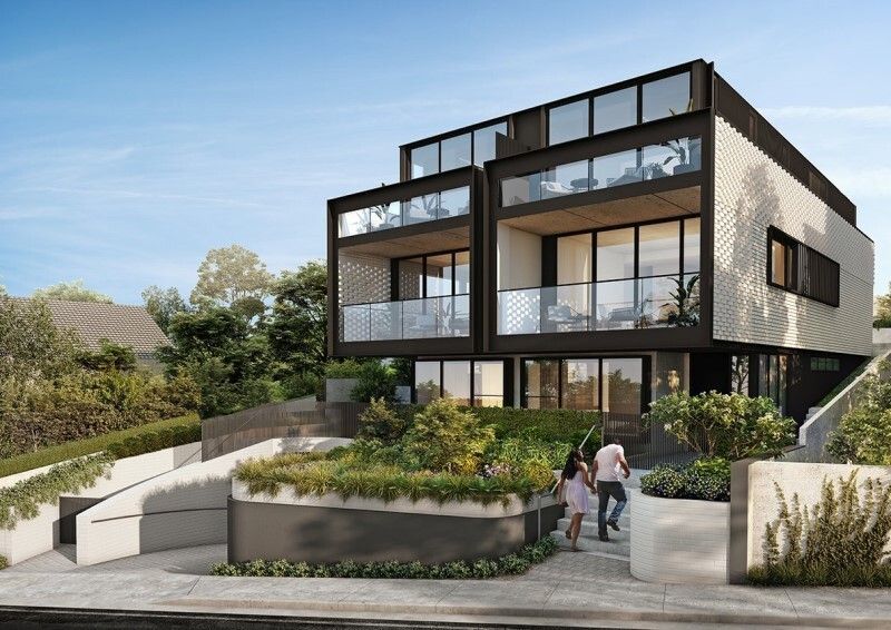 An artist 's impression of a Melbourne property with a lot of windows
