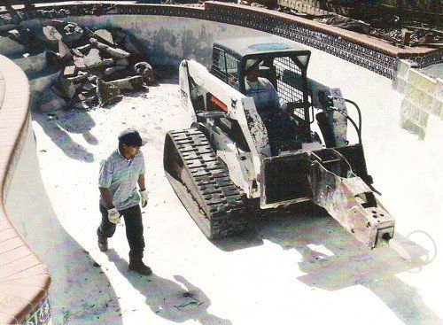 Commercial — Construction Truck Destructing the Pool Side in Houston, TX