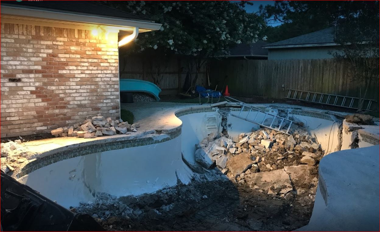 Swimming Pool Destruction & Service — Pool Under Construction in Houston, TX