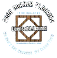 A logo for four corner flooring which is licensed and insured