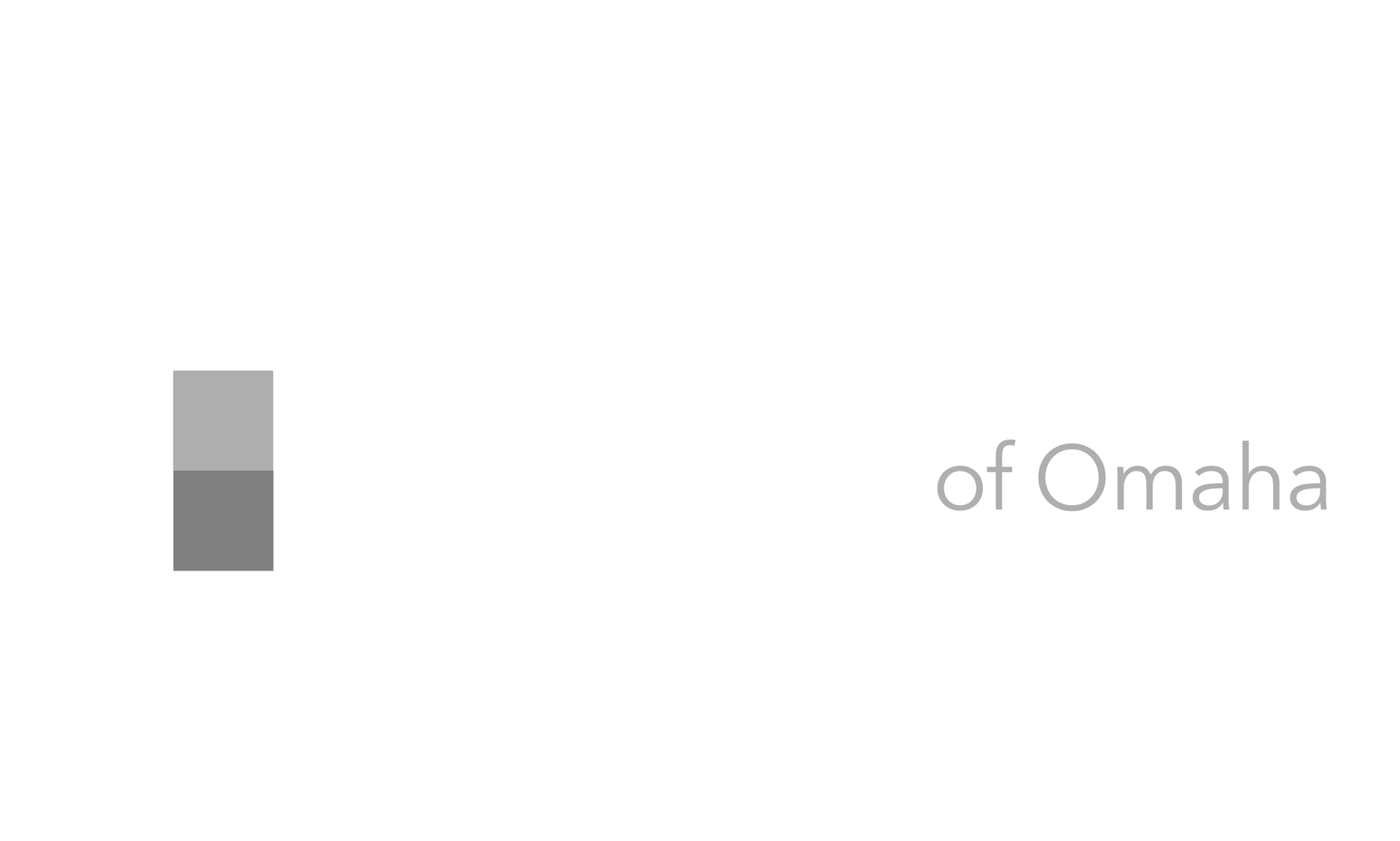 Minimal logo with a gray square and the words “of Omaha” on a white background