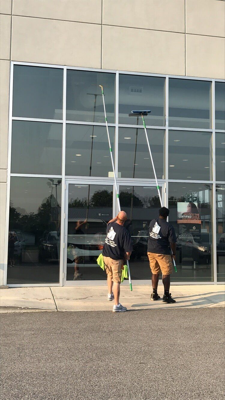 Window Cleaning — Two Man Cleaning The Window in Crown Point, IN