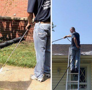 Gutter & Downspout Cleaning & Repair — Cleaning of Gutter with High Pressure of Water in Crown Point, IN