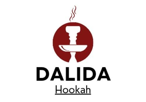 Logo for Dalida Hookah: red circle with a hookah silhouette and