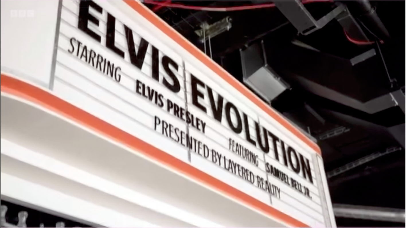Leuchtreklame mit der Aufschrift „Elvis Evolution“ 