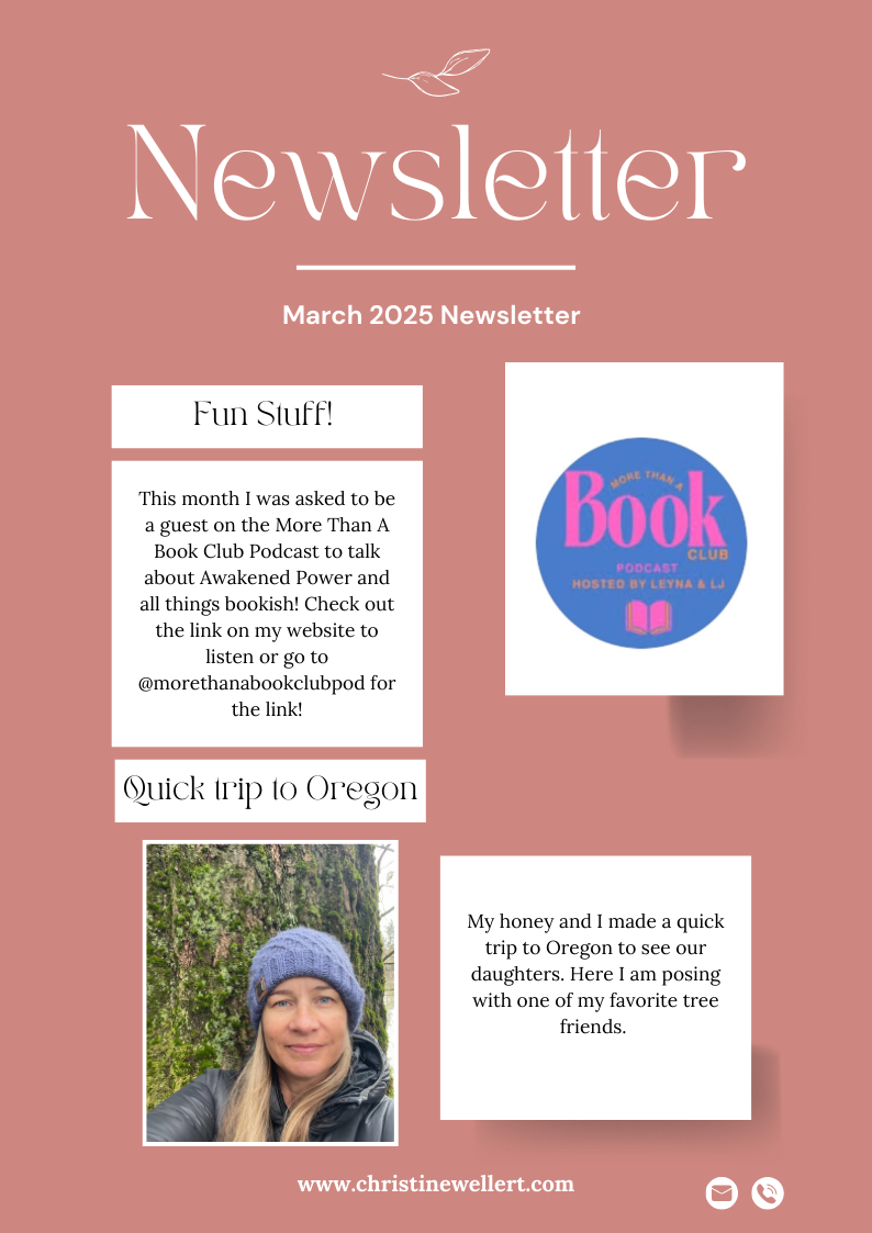 Newsletter cover: Rose background, March 2024 title, text and logo for 