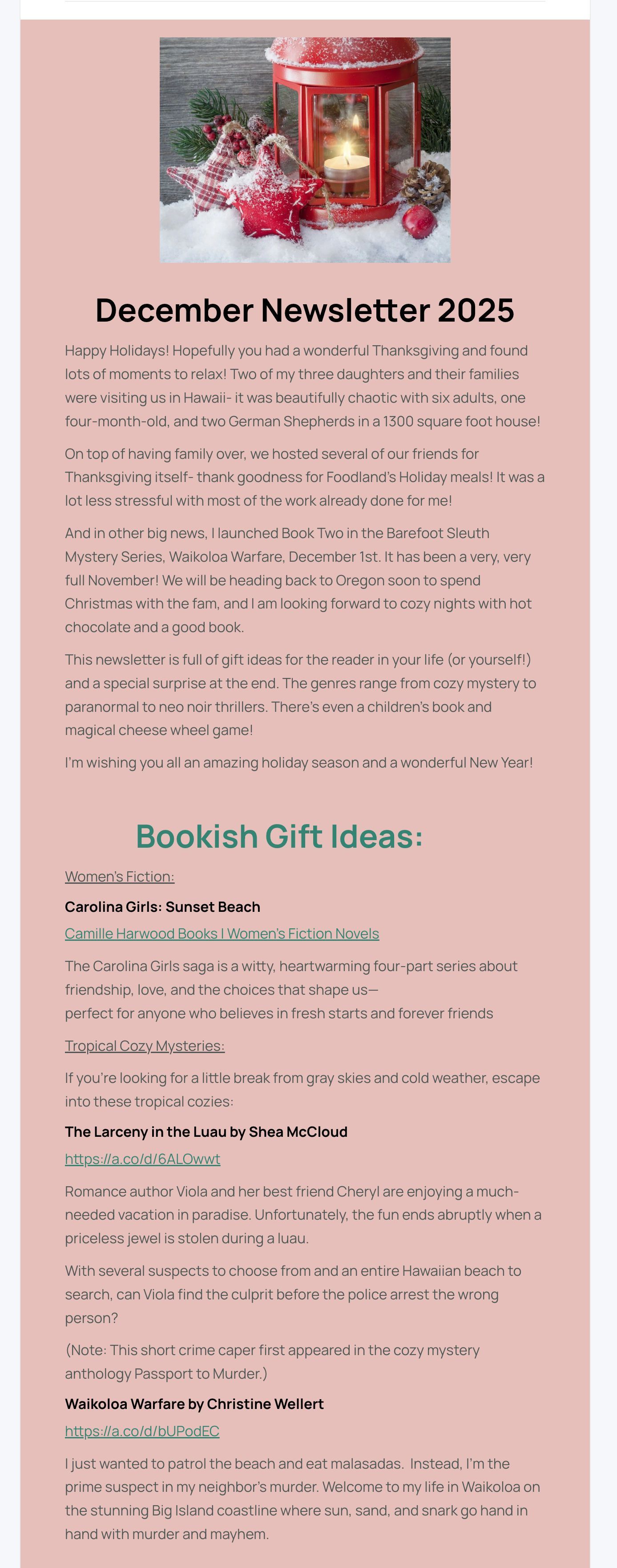 Newsletter with text and images: diver, bird of paradise flower.