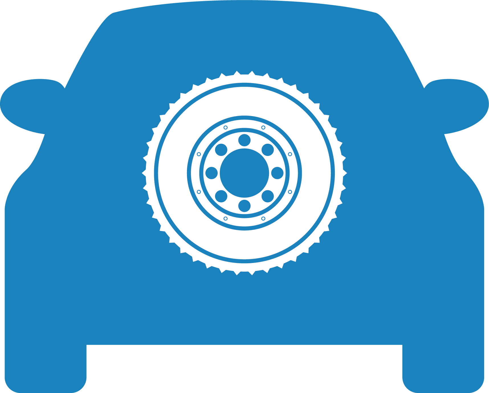 A blue car with a tire on the back of it.