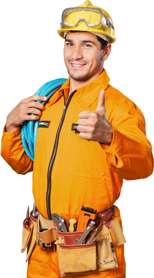 Electrician Holding Electrical Hose