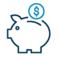 Piggy bank with a dollar coin in the slot.