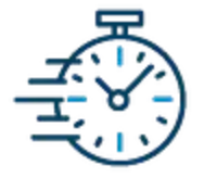 A clock with motion lines indicating speed.