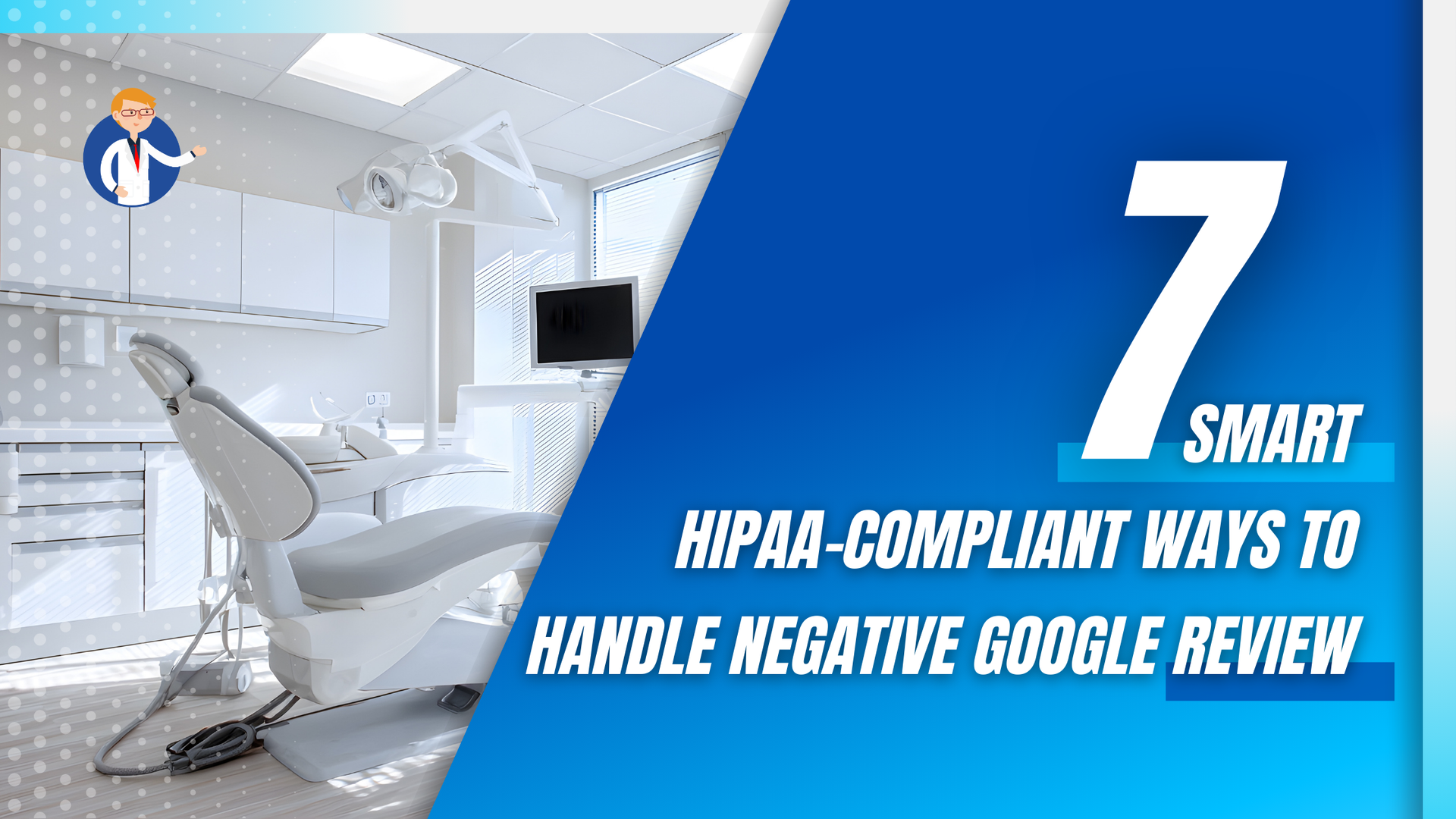 Dental office interior with text overlay: