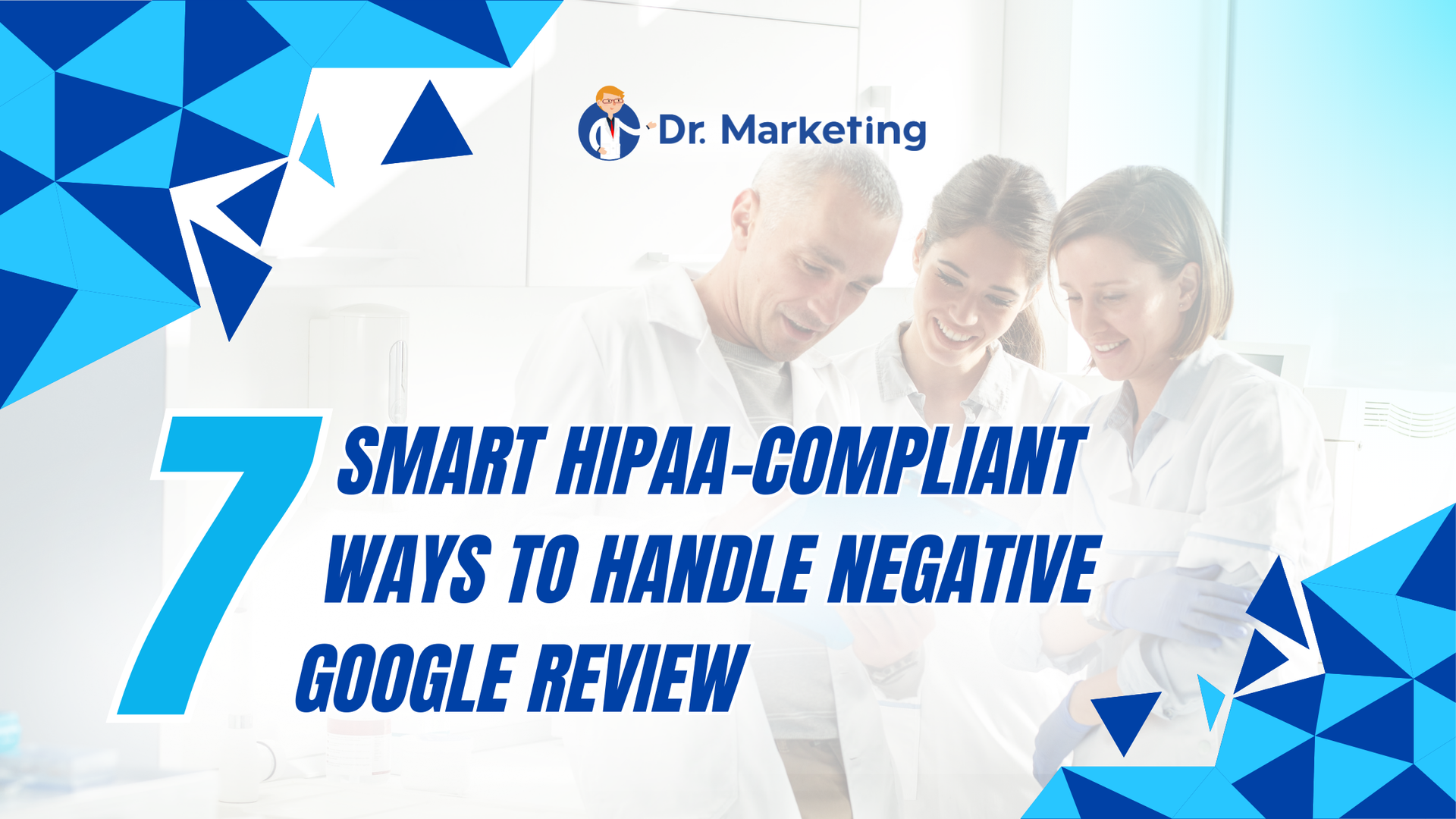 Marketing graphic: Three medical staff with text