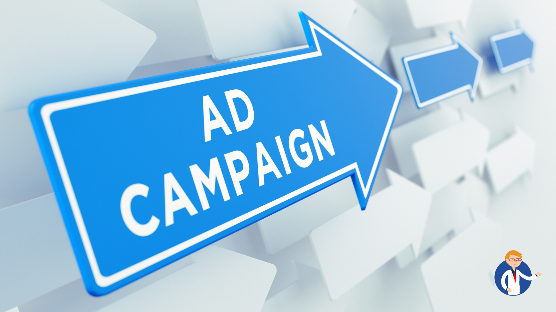 A blue sign that says ad campaign on it
