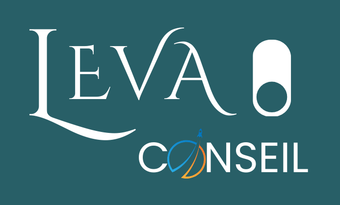 Un logo pour Leva conseil est affiché sur un fond blanc.