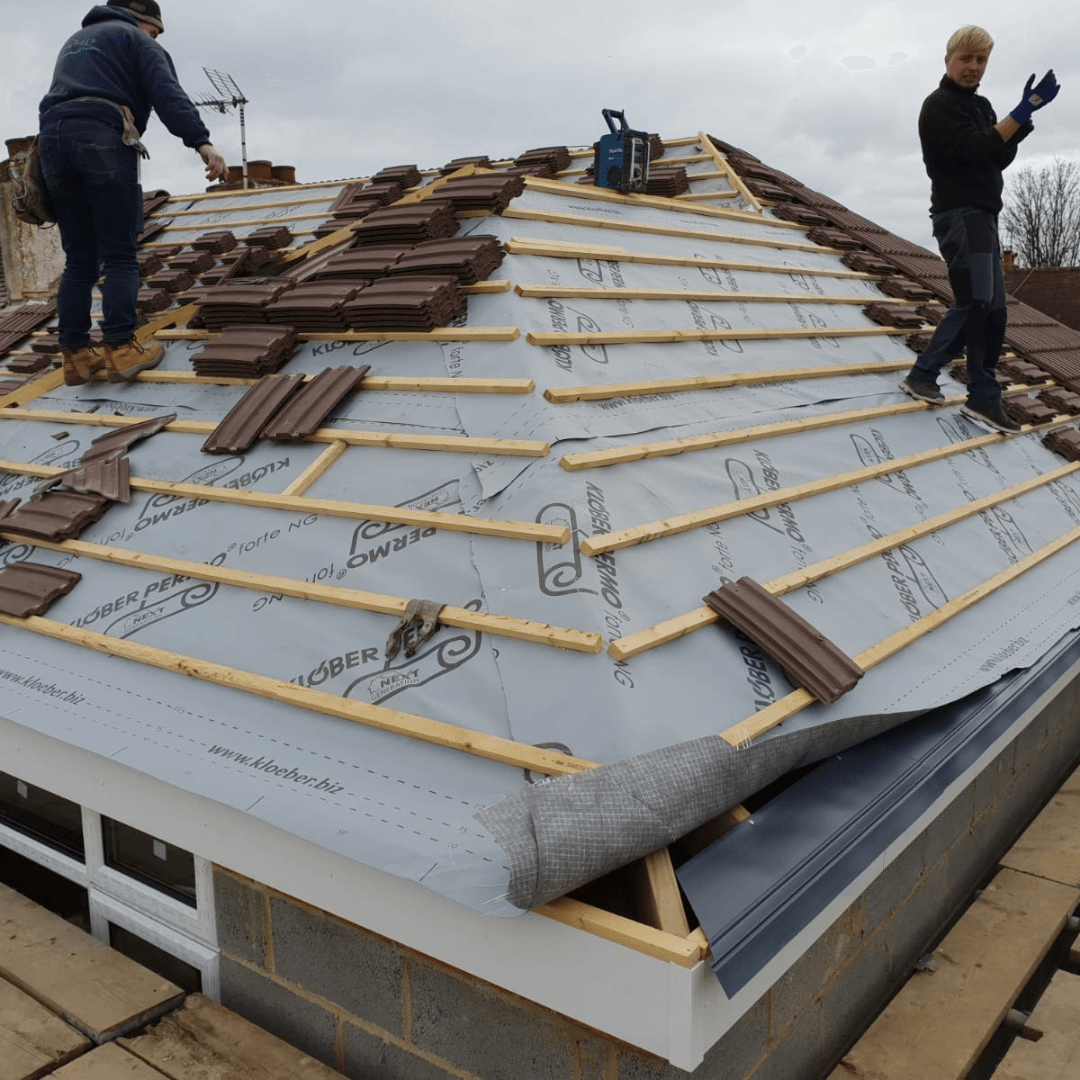Adding the roofing tiles