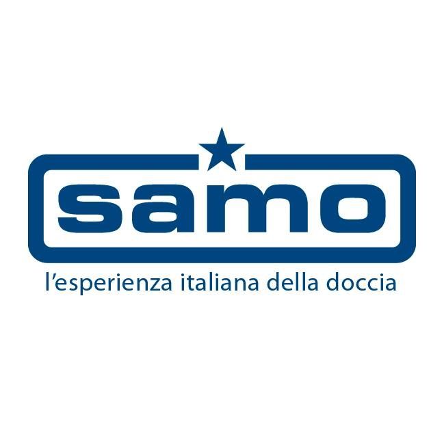 A blue logo for samo l'esperienza italiana della doccia