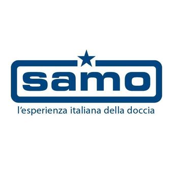 A blue logo for samo l'esperienza italiana della doccia