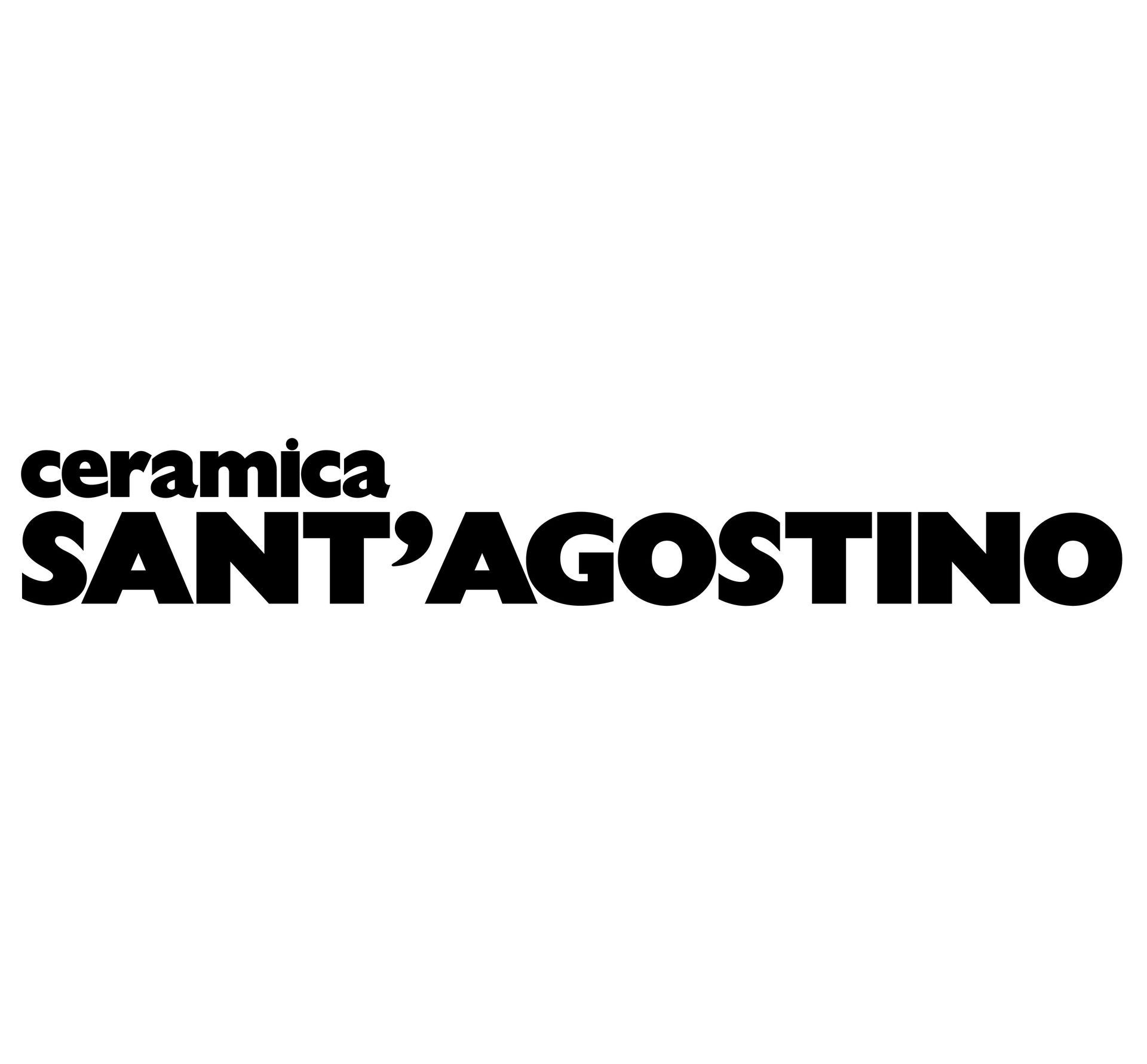 Un logo in bianco e nero per ceramica sant'agostino su sfondo bianco.